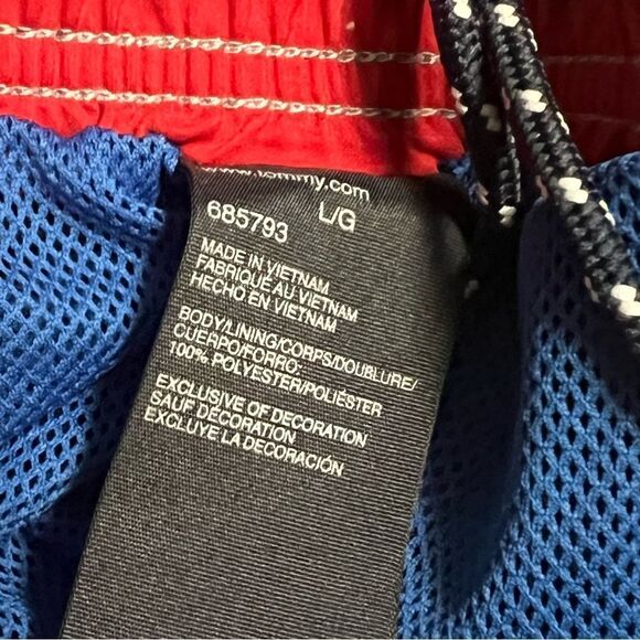 VTG Y2K Tommy Hilfiger Navy Blue Red Lined Hybrid Board Swim Short Contrast L - Picture 9 of 12